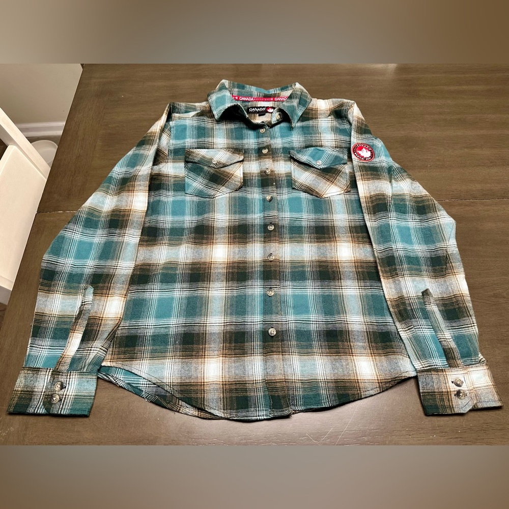 Canada Weather Gear Womens 100% Cotton Flannel Shirt Size L